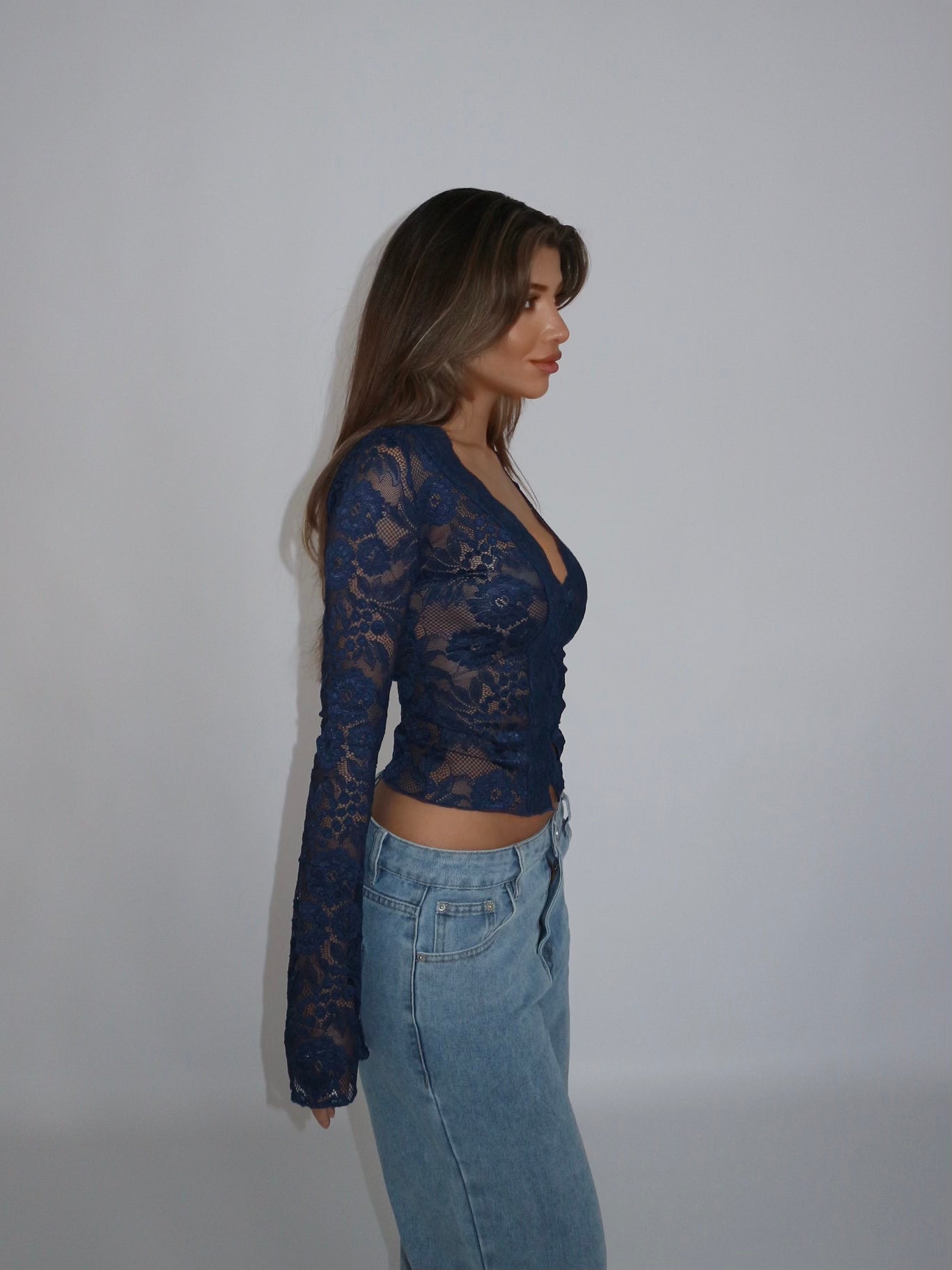 Pretty Luna lace top - dark blue