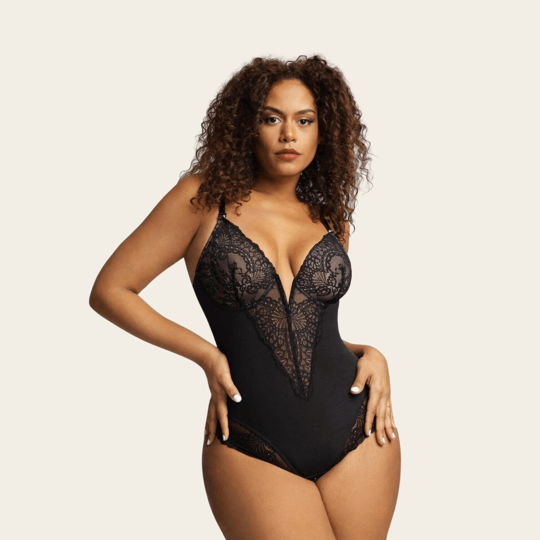 Sexy Lace Deep-V Neck Bodysuit