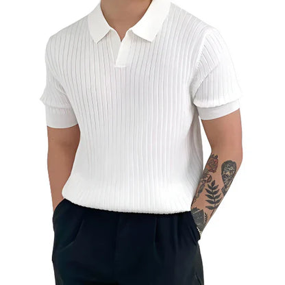 Ribbed cotton polo