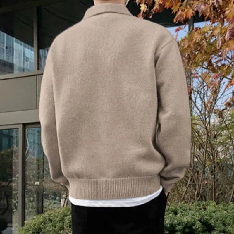 Wool button half zip