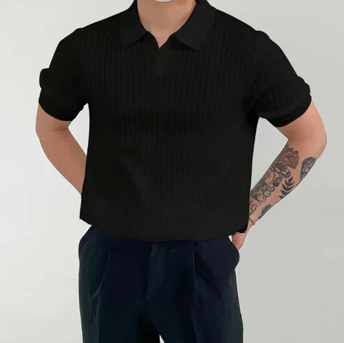 Ribbed cotton polo