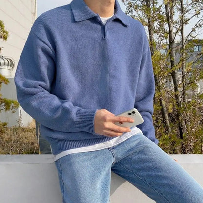 Wool button half zip