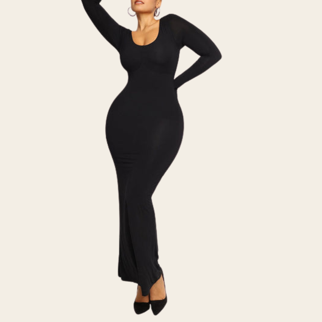 Long sleeve shapewear dress