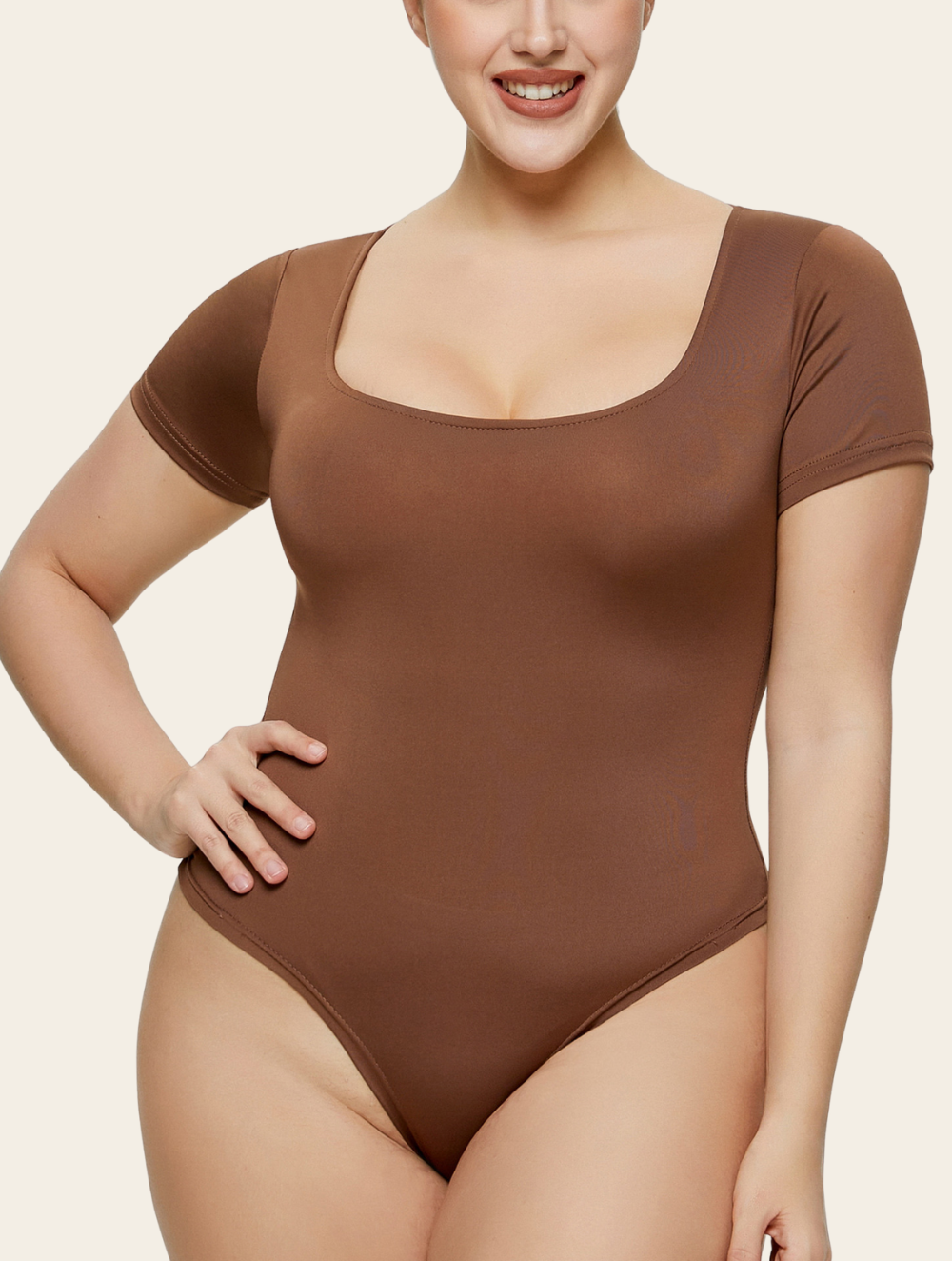 Square Neck Seamless Thong Bodysuit Buy 1,Get 1 Free