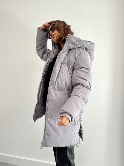 MIDI PUFFER COAT GREY