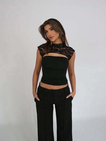 Lara lace top - black