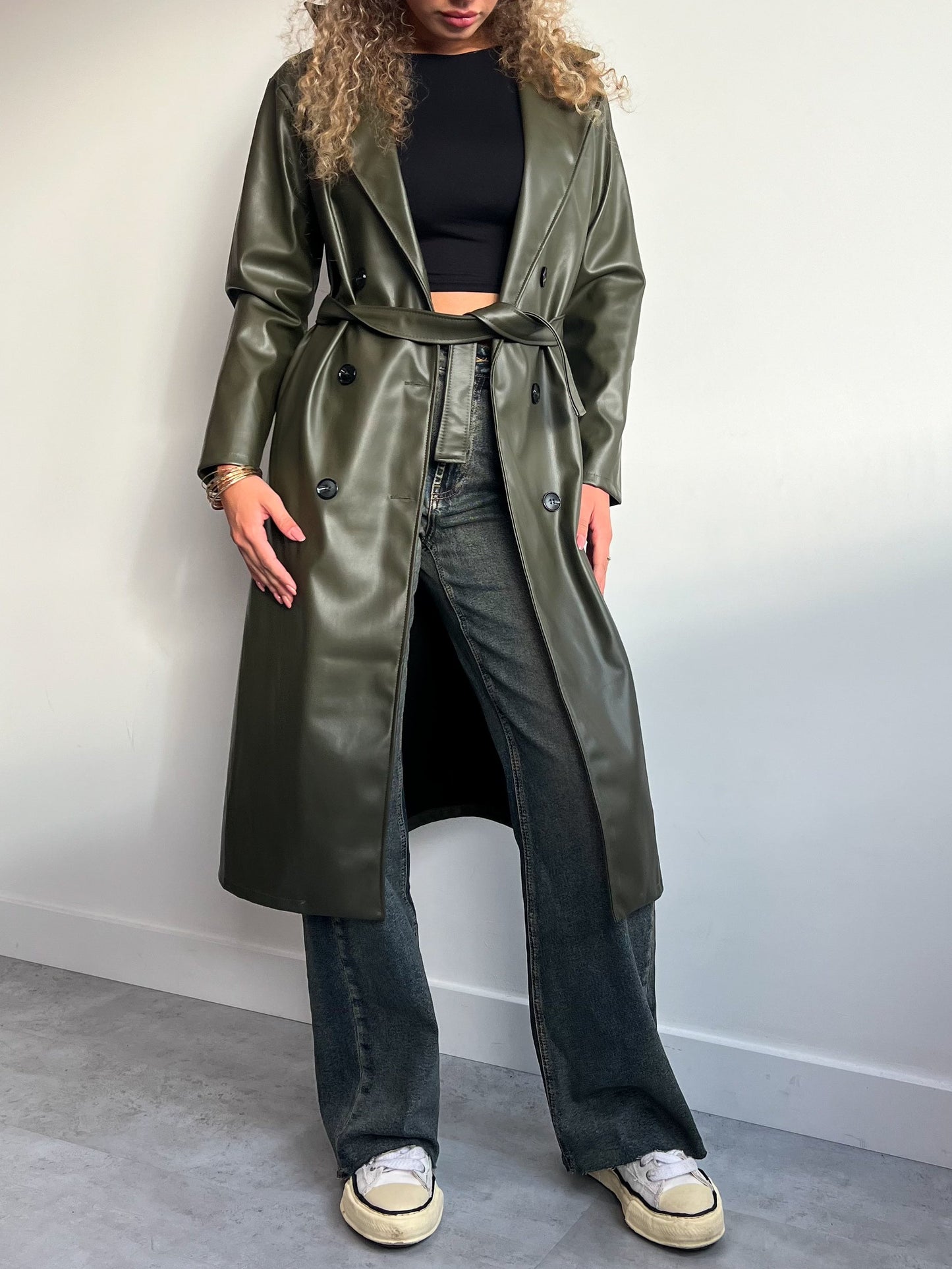 LEATHER LOOK TRENCH ARMY