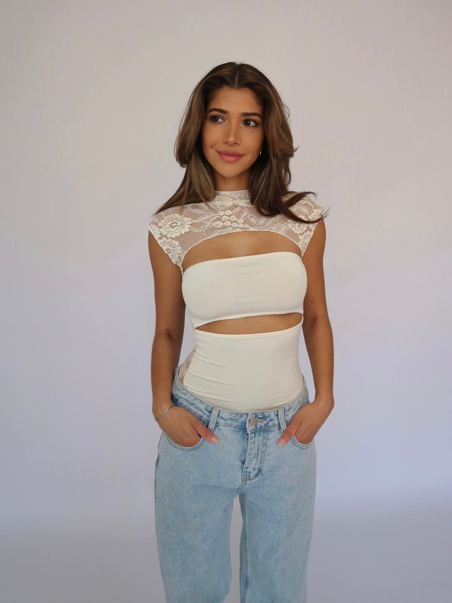 Lucy lace top - cream