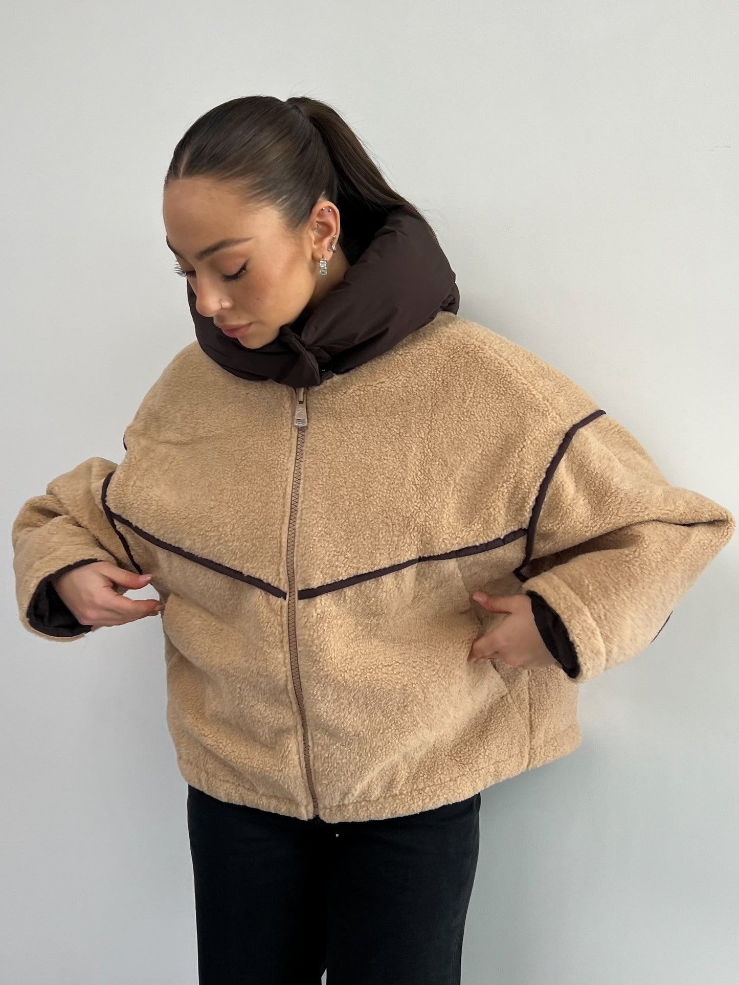 TEDDY COLLAR COAT CAMEL