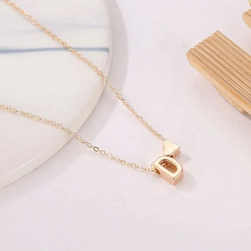 Tiny Heart with Initial Necklace