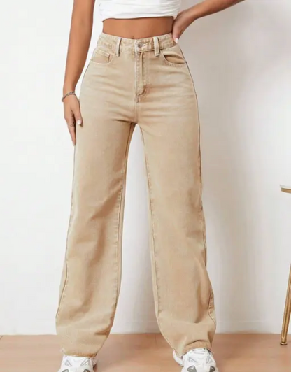 Women’s Khaki Wide-Leg Baggy Jeans