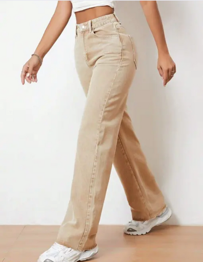 Women’s Khaki Wide-Leg Baggy Jeans