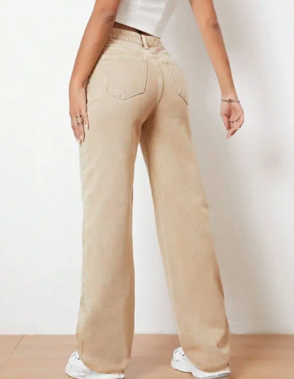 Women’s Khaki Wide-Leg Baggy Jeans