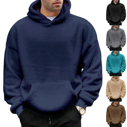 Velvet Hooded Sweater Men's Plush Sweatshirt